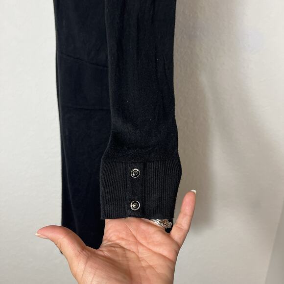 White House Black Market Open Front Midi Length Cardigan black, size S - Picture 6 of 9